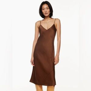 Aritzia Wilfred Only Slip Midi Dress on Cognac -Size L *NWT*